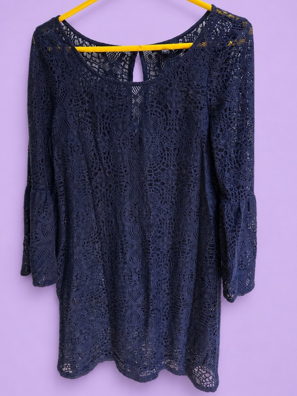 American Eagle Outfitters Navy Lace Long-Sleeve Dress